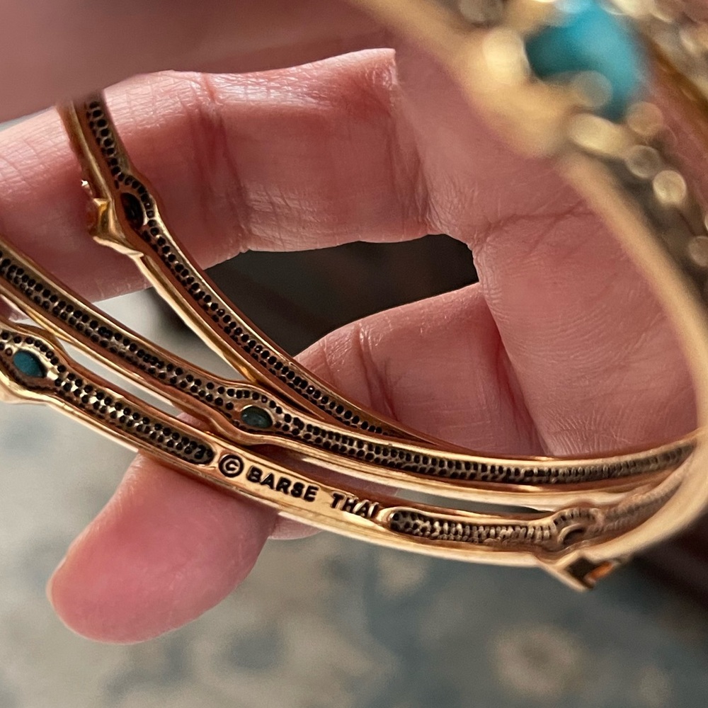 Barse Bundle Of 3 Turquoise And Agate Signed Anti… - image 3